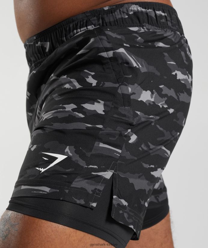 spor 5 2'si 1 arada şort erkeklerGymshark oniks grisi/siyah 02H048522