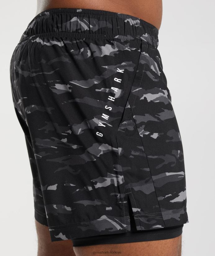 spor 5 2'si 1 arada şort erkeklerGymshark oniks grisi/siyah 02H048522