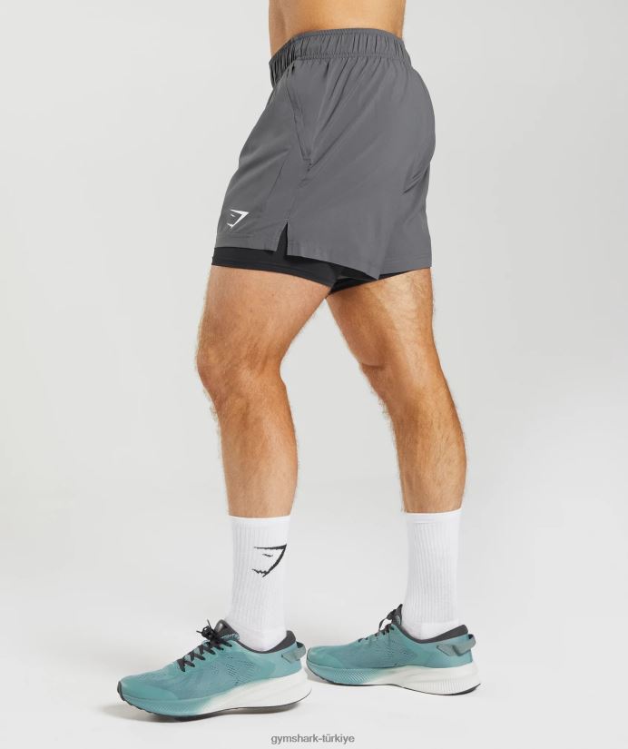 spor 5 2'si 1 arada şort erkeklerGymshark siluet gri/siyah 02H048551