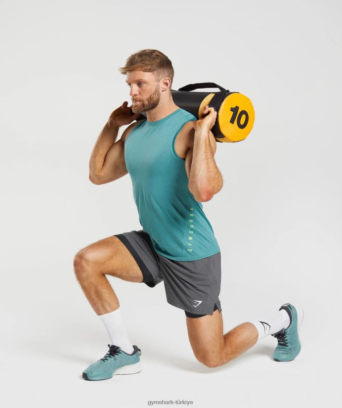 spor 5 2'si 1 arada şort erkeklerGymshark siluet gri/siyah 02H048551