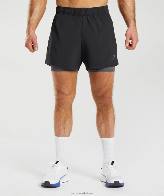 spor 5 2'si 1 arada şort erkeklerGymshark siyah/siluet grisi 02H048516