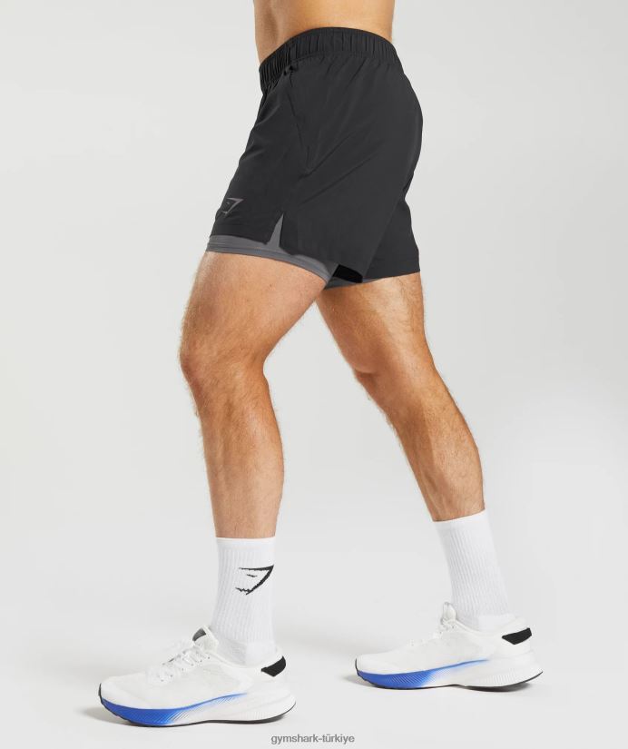 spor 5 2'si 1 arada şort erkeklerGymshark siyah/siluet grisi 02H048516