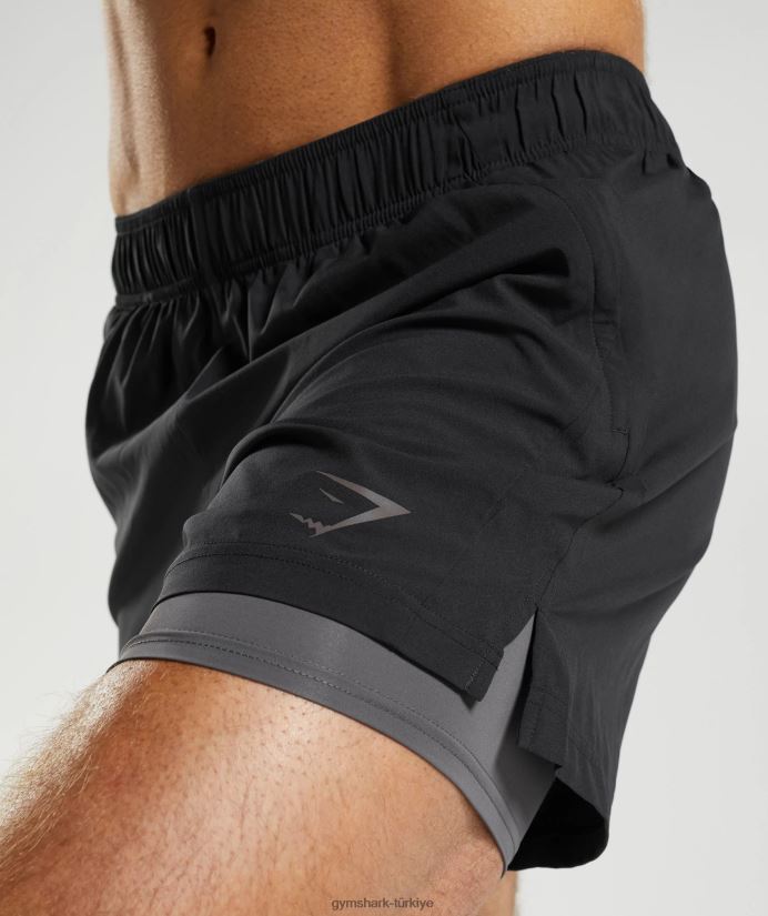 spor 5 2'si 1 arada şort erkeklerGymshark siyah/siluet grisi 02H048516