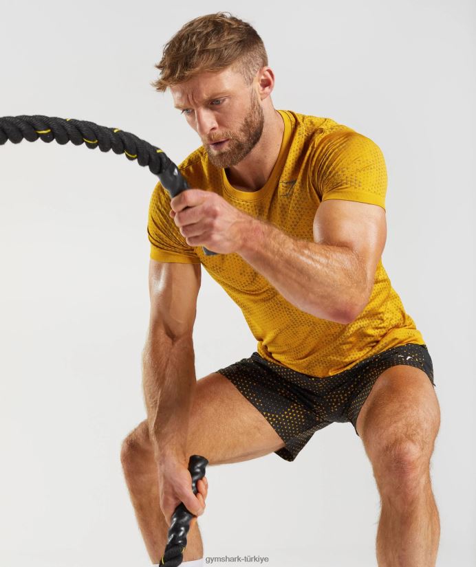 spor şortları erkeklerGymshark zerdeçal sarı baskı 02H048552