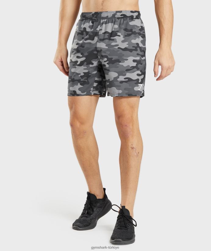 varış şort erkeklerGymshark gri baskı 02H048534