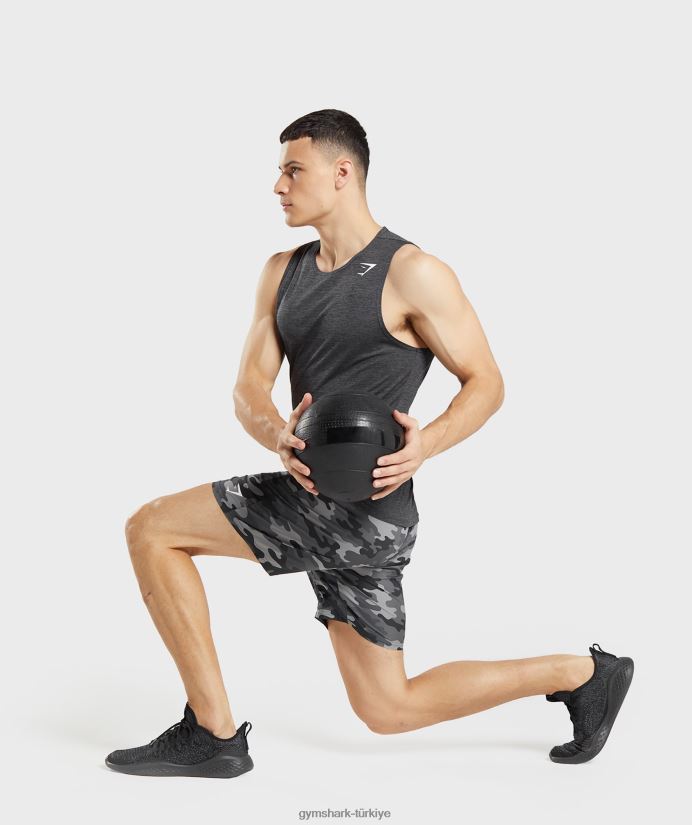 varış şort erkeklerGymshark gri baskı 02H048534