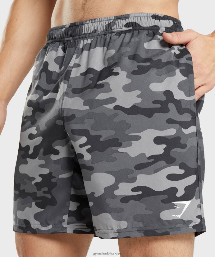 varış şort erkeklerGymshark gri baskı 02H048534