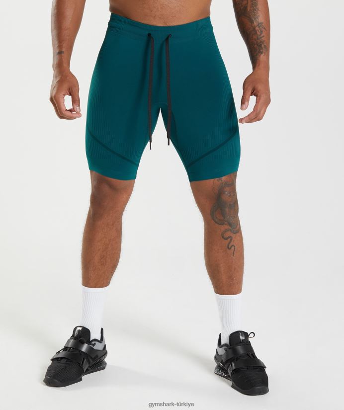315 dikişsiz 1/2 şort erkeklerGymshark kış deniz mavisi/siyah 02H0481038