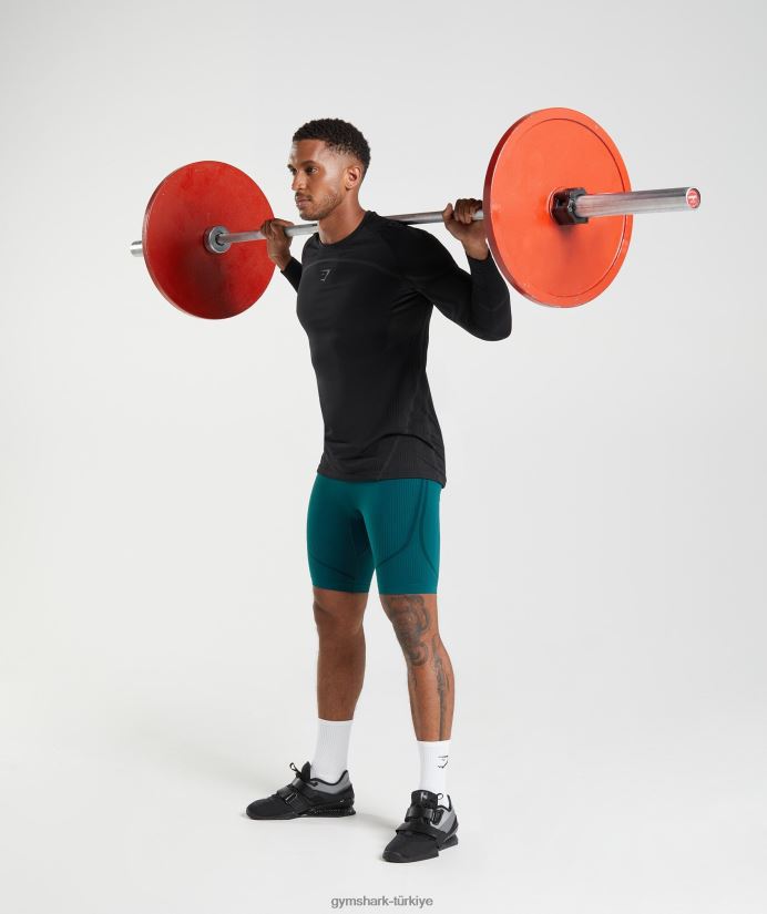 315 dikişsiz 1/2 şort erkeklerGymshark kış deniz mavisi/siyah 02H0481038