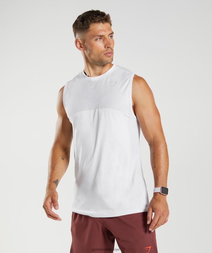 apeks dikişsiz tank erkeklerGymshark beyaz/açık gri 02H048899