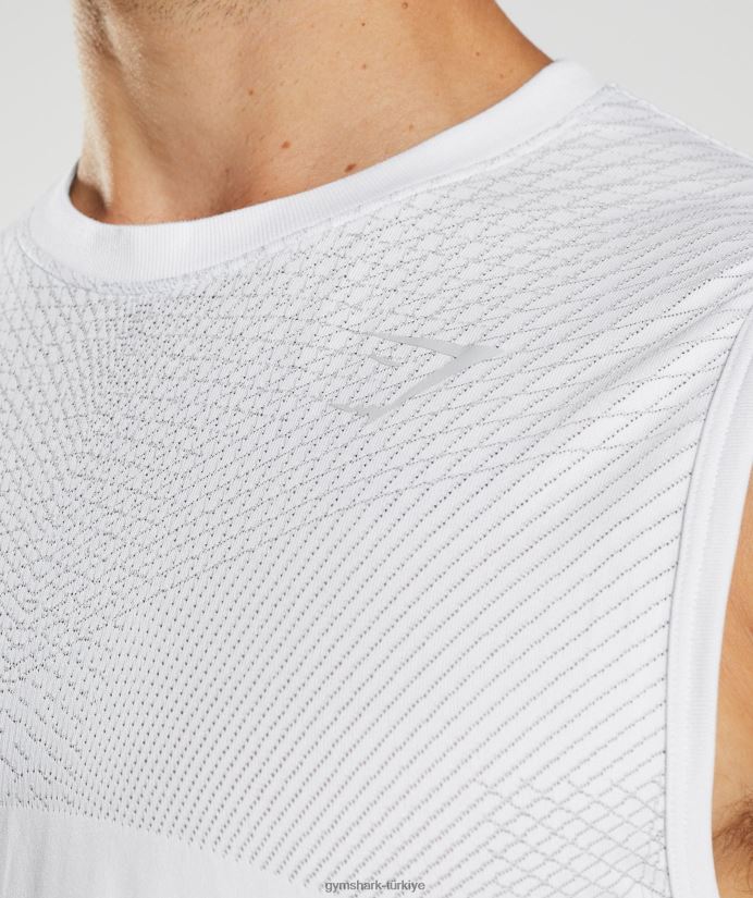 apeks dikişsiz tank erkeklerGymshark beyaz/açık gri 02H048899