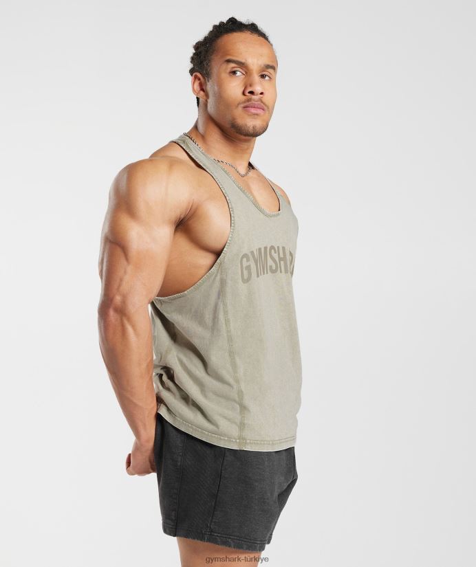 elektrikle yıkanmış kiriş erkeklerGymshark ekru kahverengi 02H048976