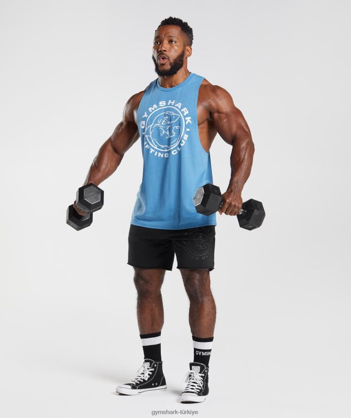 eski düşme kollu tank erkeklerGymshark kıyı mavisi 02H048958
