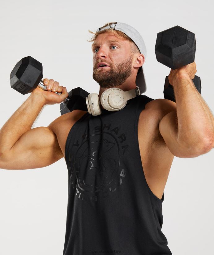 eski düşme kollu tank erkeklerGymshark siyah 02H048944
