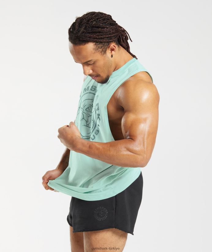 eski düşme kollu tank erkeklerGymshark su yeşili 02H048964