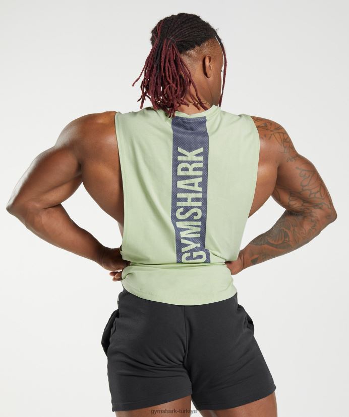 kalın açılan kollu tank erkeklerGymshark bitki örtüsü yeşil 02H048912
