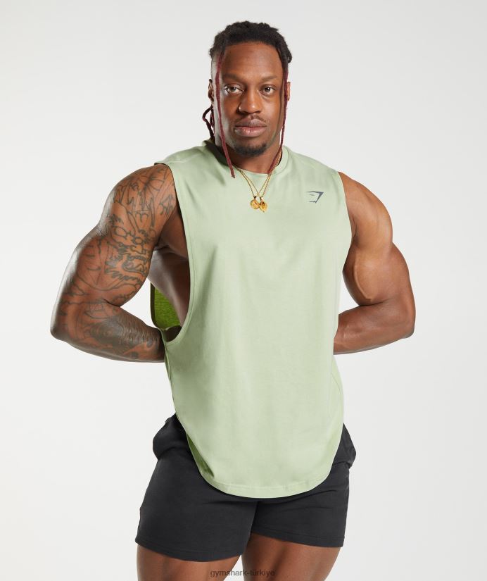 kalın açılan kollu tank erkeklerGymshark bitki örtüsü yeşil 02H048912
