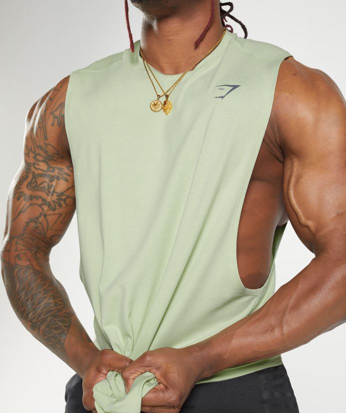 kalın açılan kollu tank erkeklerGymshark bitki örtüsü yeşil 02H048912