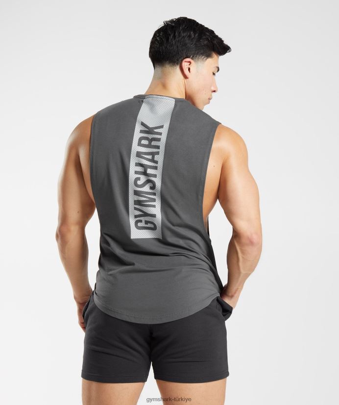 kalın açılan kollu tank erkeklerGymshark siluet gri 02H048882
