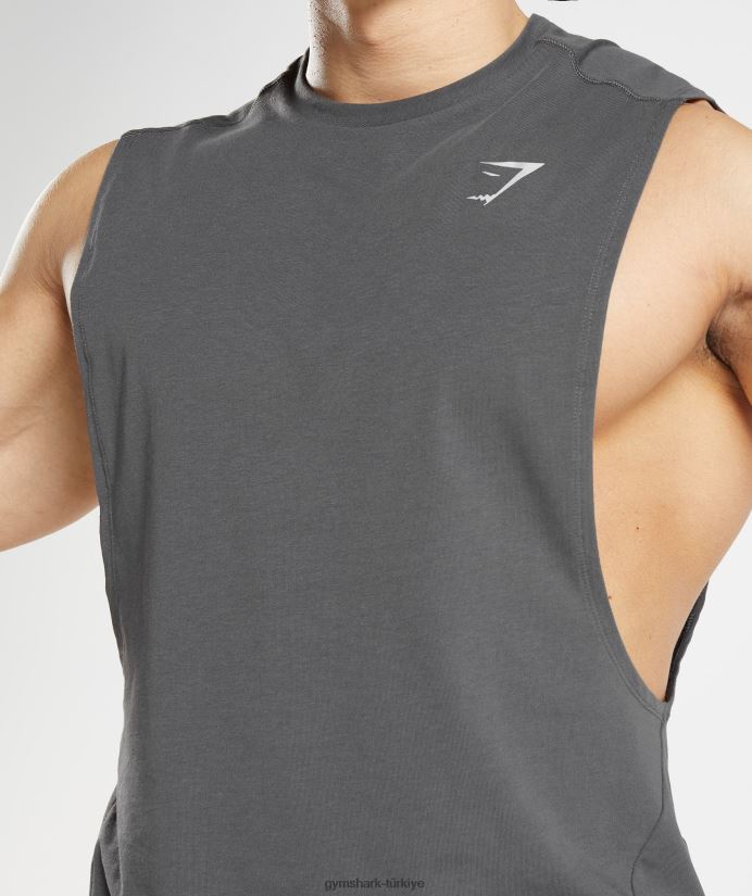 kalın açılan kollu tank erkeklerGymshark siluet gri 02H048882