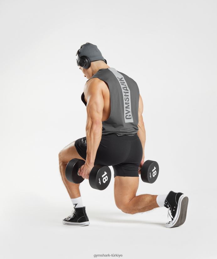 kalın açılan kollu tank erkeklerGymshark siluet gri 02H048882