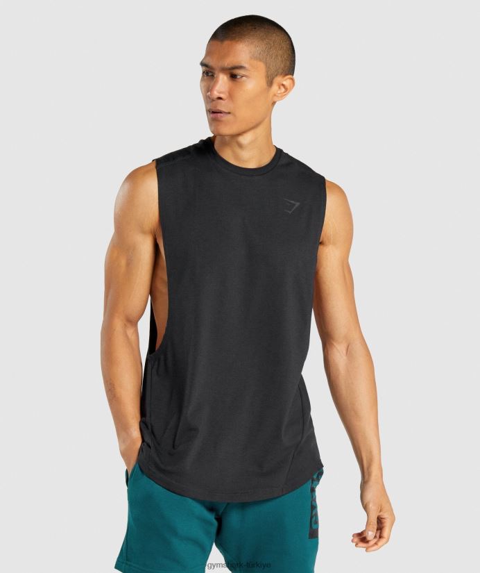 kalın açılan kollu tank erkeklerGymshark siyah 02H048890