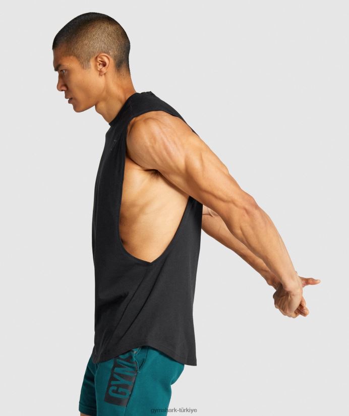 kalın açılan kollu tank erkeklerGymshark siyah 02H048890