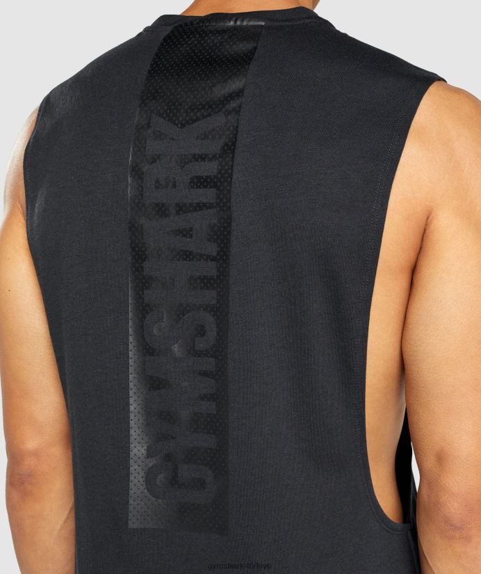 kalın açılan kollu tank erkeklerGymshark siyah 02H048890