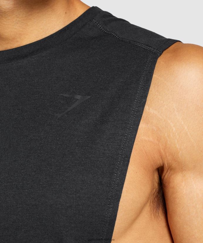 kalın açılan kollu tank erkeklerGymshark siyah 02H048890