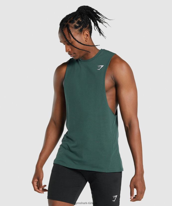 kritik 2.0 düşme kollu tank erkeklerGymshark koyu yeşil 02H048931