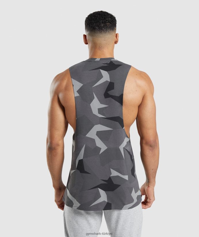 kritik düşme kollu tank erkeklerGymshark siyah baskı 02H048949