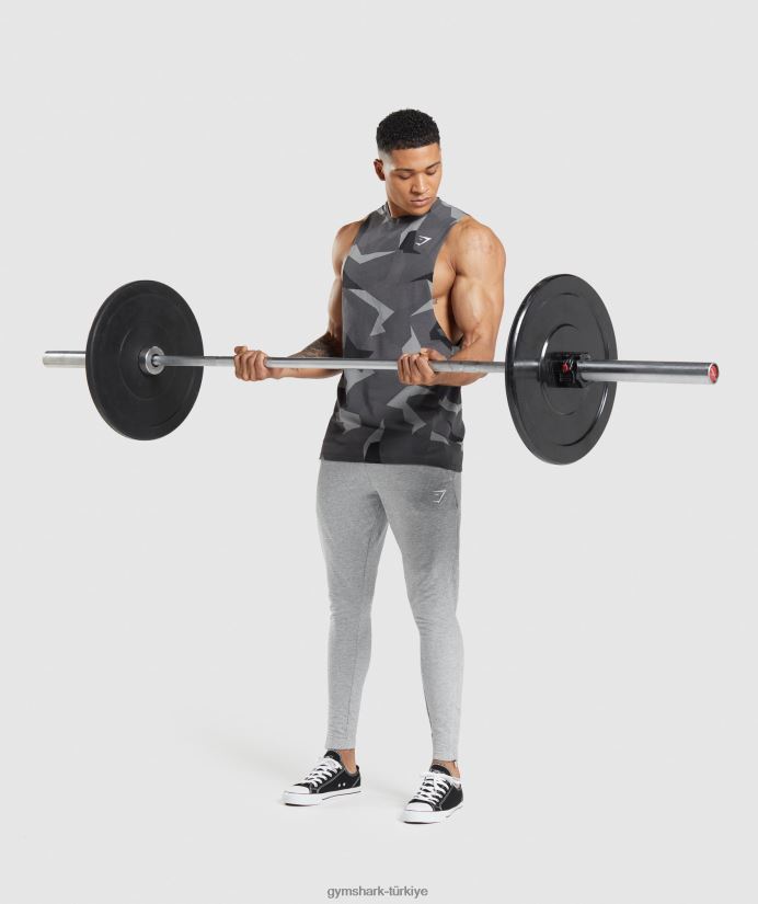 kritik düşme kollu tank erkeklerGymshark siyah baskı 02H048949
