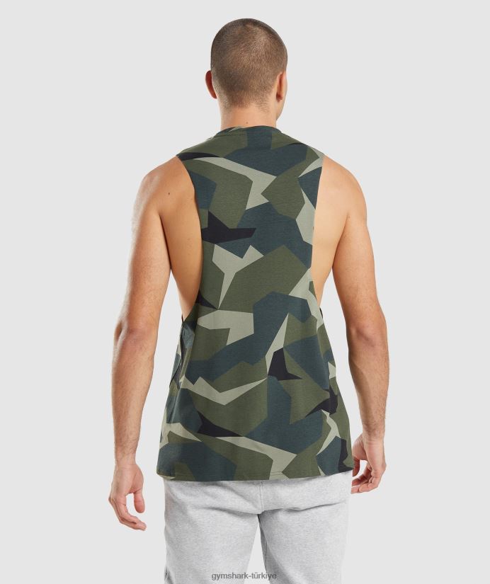 kritik düşme kollu tank erkeklerGymshark yeşil baskı 02H048930