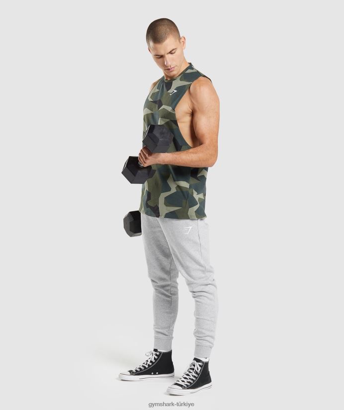 kritik düşme kollu tank erkeklerGymshark yeşil baskı 02H048930