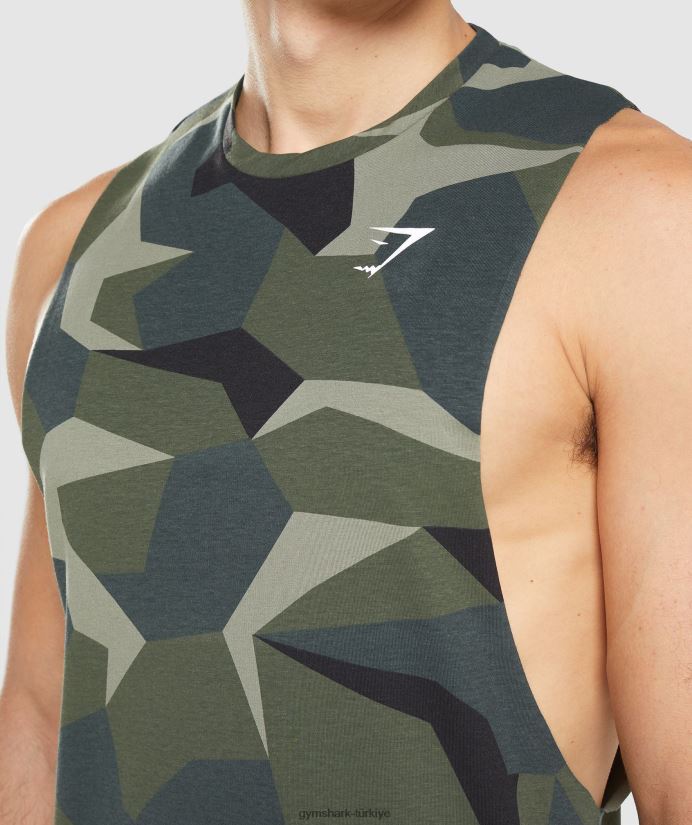 kritik düşme kollu tank erkeklerGymshark yeşil baskı 02H048930