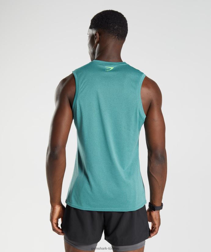 spor tankı erkeklerGymshark barut mavisi/siyah kırçıllı 02H048937