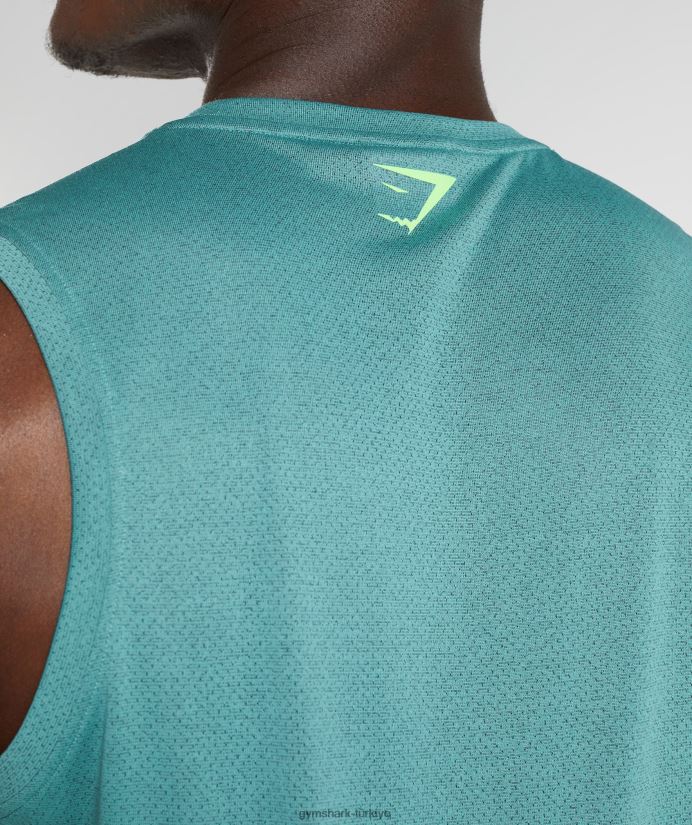 spor tankı erkeklerGymshark barut mavisi/siyah kırçıllı 02H048937