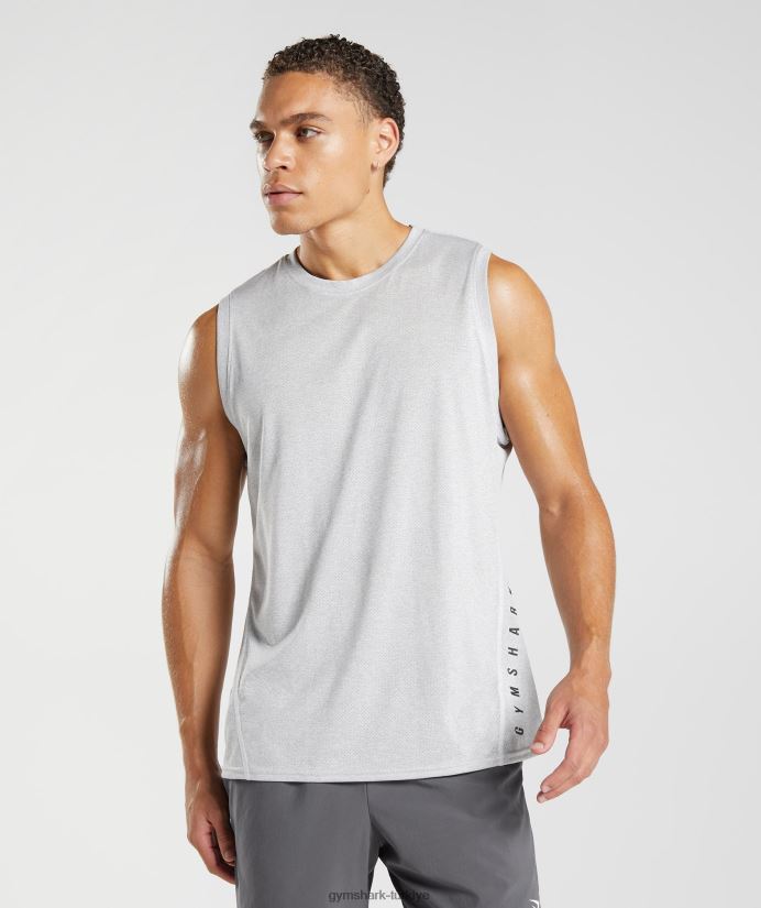 spor tankı erkeklerGymshark beyaz/dumanlı gri kırçıllı 02H048933
