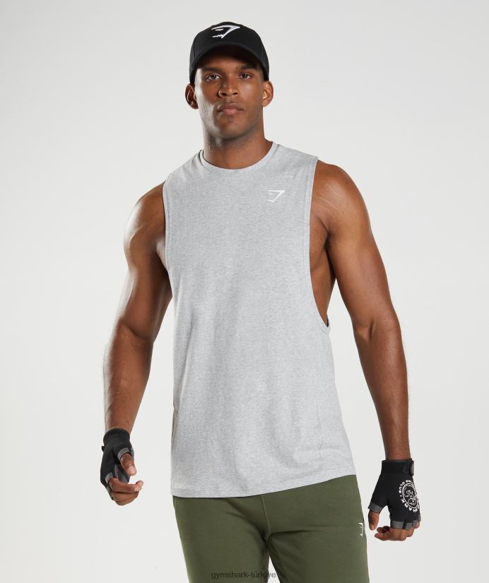 tepki düşürme kolu tankı erkeklerGymshark açık gri çekirdekli marn 02H048888