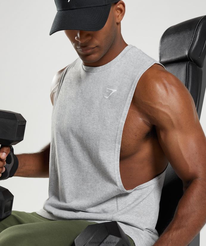 tepki düşürme kolu tankı erkeklerGymshark açık gri çekirdekli marn 02H048888