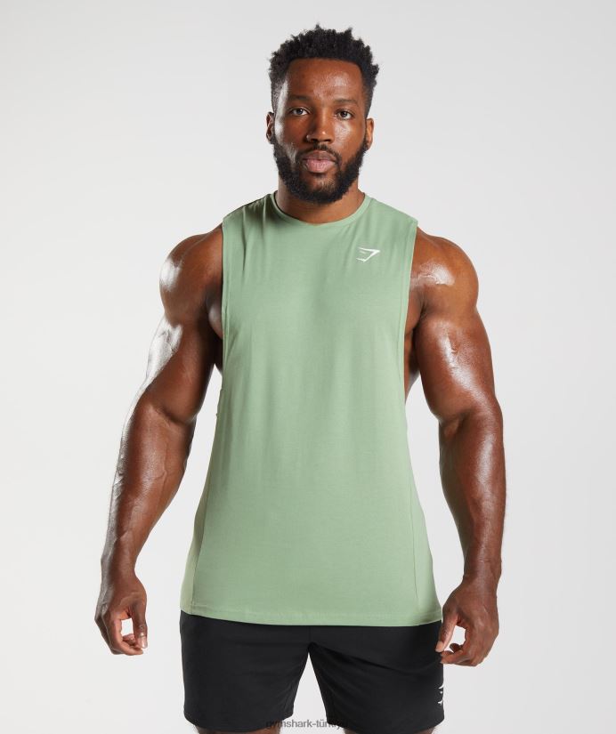 tepki düşürme kolu tankı erkeklerGymshark çay yeşili 02H048970