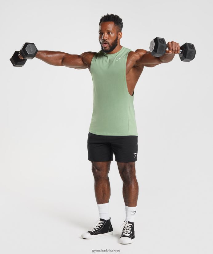 tepki düşürme kolu tankı erkeklerGymshark çay yeşili 02H048970