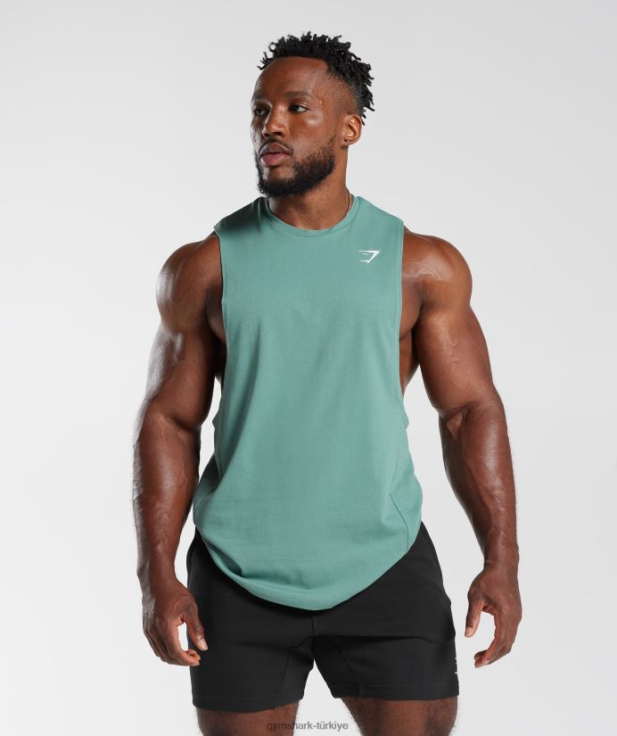 tepki düşürme kolu tankı erkeklerGymshark mürekkep turkuaz 02H048973