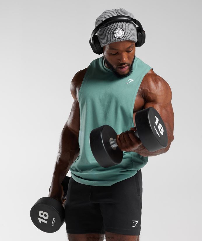 tepki düşürme kolu tankı erkeklerGymshark mürekkep turkuaz 02H048973