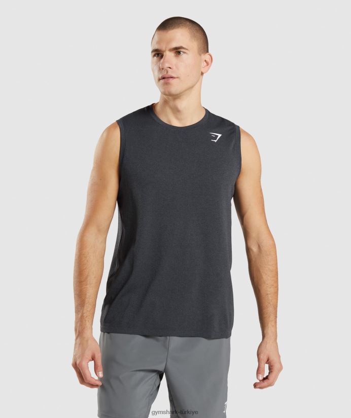 varış dikişsiz tank erkeklerGymshark siyah kırçıllı 02H048927