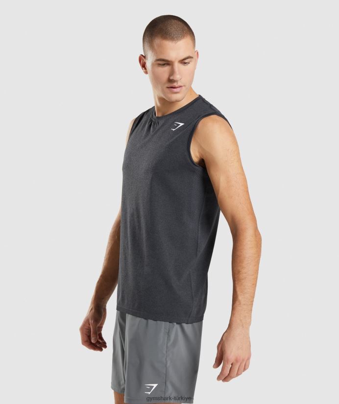 varış dikişsiz tank erkeklerGymshark siyah kırçıllı 02H048927