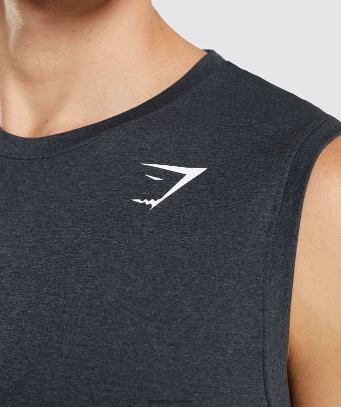 varış dikişsiz tank erkeklerGymshark siyah kırçıllı 02H048927