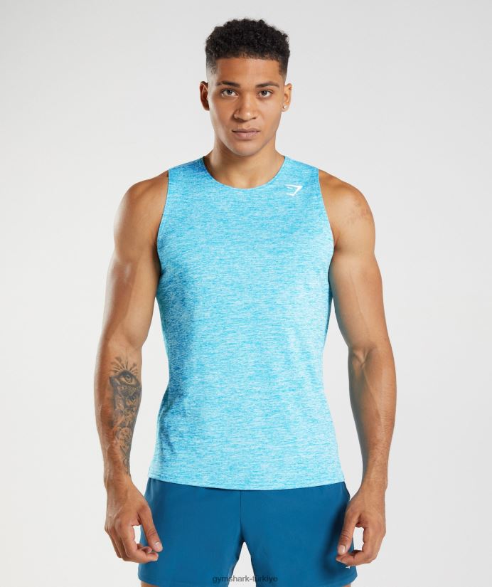 varış ince marn tankı erkeklerGymshark köpekbalığı mavisi/beyaz kırçıllı 02H048940