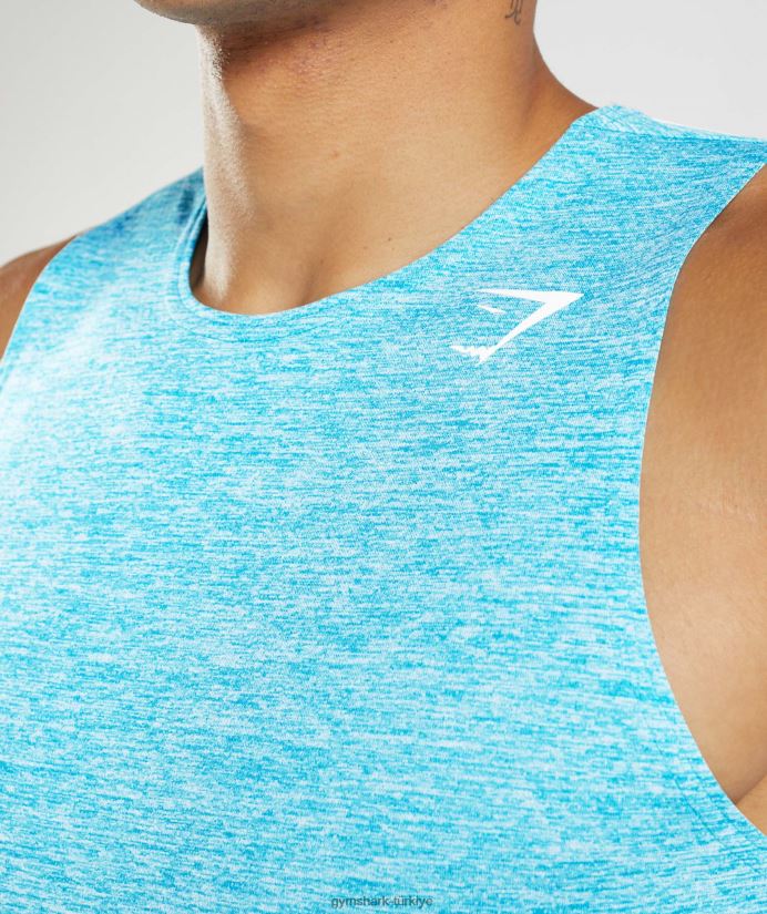 varış ince marn tankı erkeklerGymshark köpekbalığı mavisi/beyaz kırçıllı 02H048940