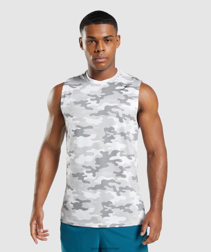 varış kolsuz tişört erkeklerGymshark açık gri baskı 02H048905